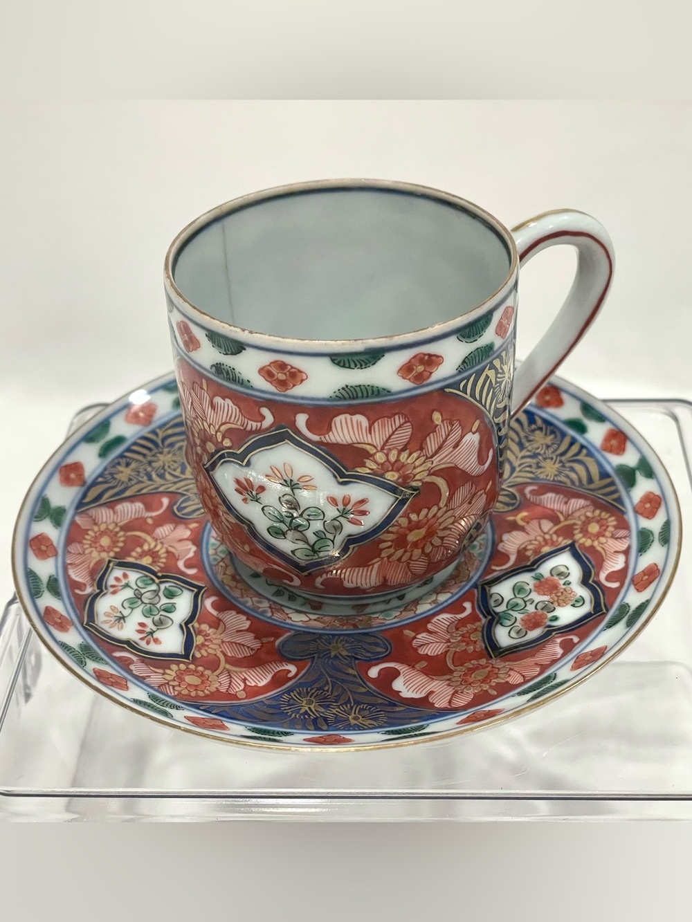 ☀️☀️2/$10 Japanese Imari Demitasse Porcelain Espresso/Tea Cup and Saucer | Crack